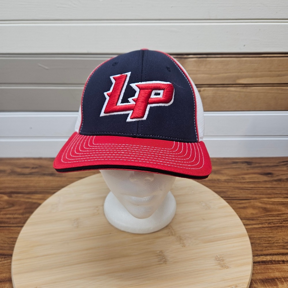 Richardson 172 LP Embroidered Trucker Hat Navy Red White Mesh Flexfit SM-MD